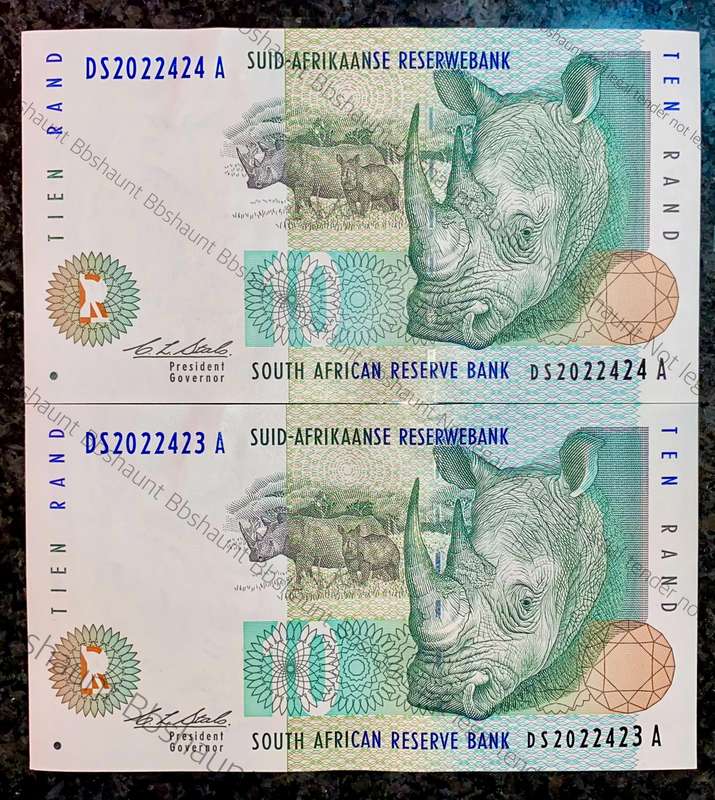 CL Stals. R10 in sequence DS2022424-423 Rhino wtm 2nd issue 1993 aunc (1 bid takes all)