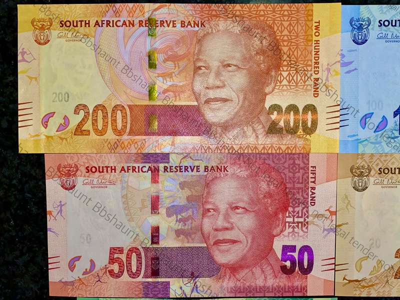 COMPLETE SET LOW NO AA0001512 GILL MARCUS R200 TO R10 UNC 2ND ISSUE 2012(MANDELA WTM) 1 BID TAKES AL