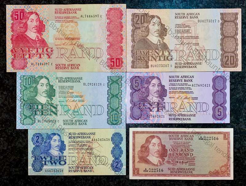 Complete Set CL Stals R50 to R2AA - 1st issue 1990 (R1 TW De Jongh 1967)( 1 bid takes all )