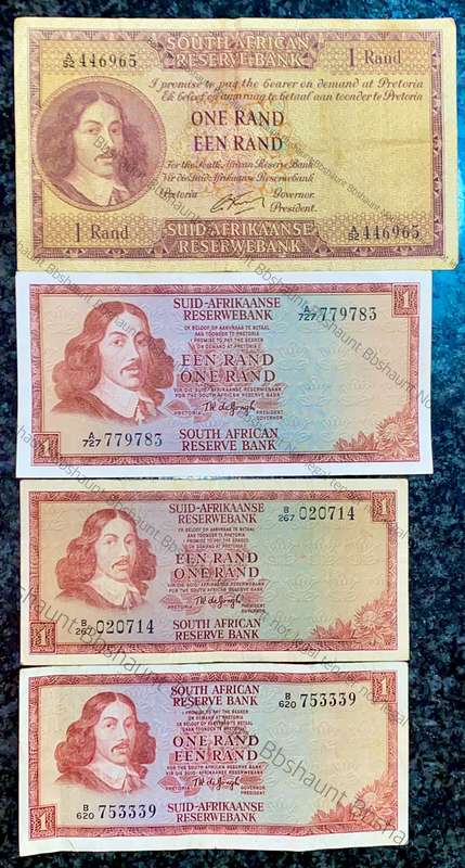 SET OF R1 NOTES VARIOUS GOVERNORS' SPRINGBUCK WTM & VAN RIEBEECK WTM FROM 1962-1975 (1 BID TAKES ALL
