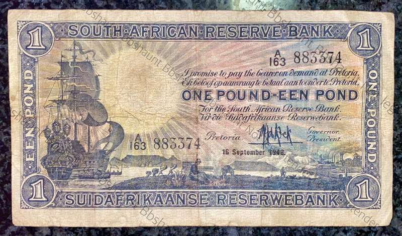 MH DE KOCK 1 POUND 10TH SEPTEMBER 1946 E/A A163