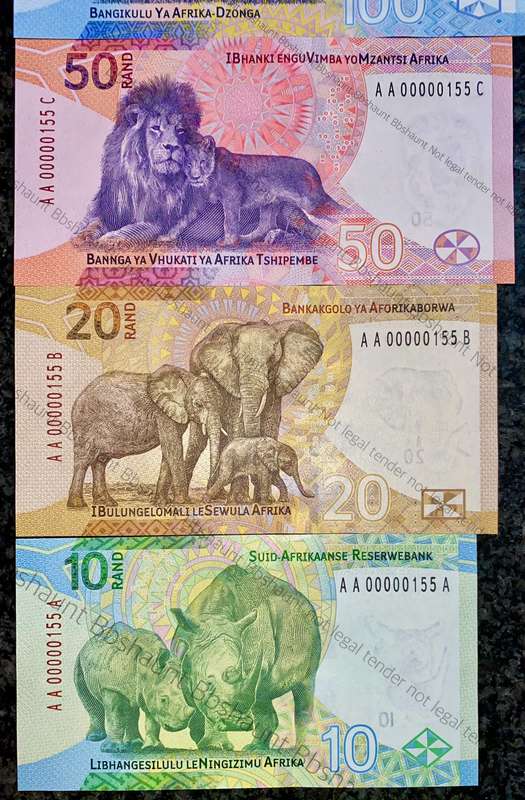 L Kganyago very low matching numbers -- AA00000155 --2023 unc in original S A Reserve bank folder
