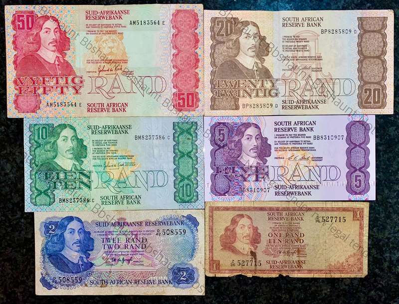 SET OF VARIOUS GOVERNORS & DECIMALS R50 TO R1 -- 1967-1990 ( 1 BID TAKES ALL)
