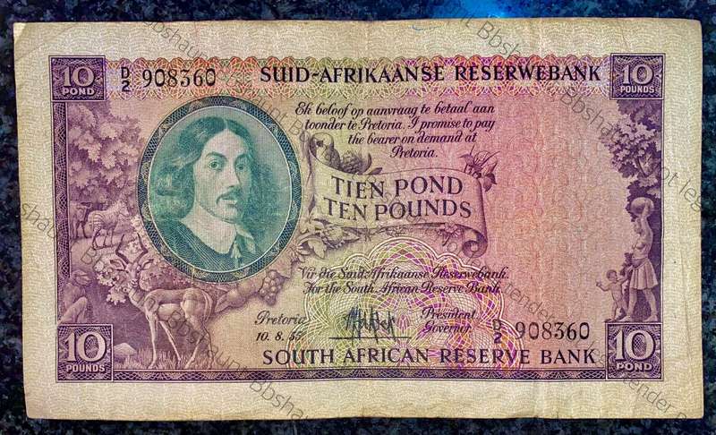 Mh De Kock. 10 pound Pretoria 10-8-1955 - D2