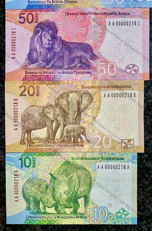 L KGANYAGO AA VERY LOW MATCHING NUMBERS -- AA0000218 --2023 UNC IN ORIGINAL S A RESERVE BANK FOLDER