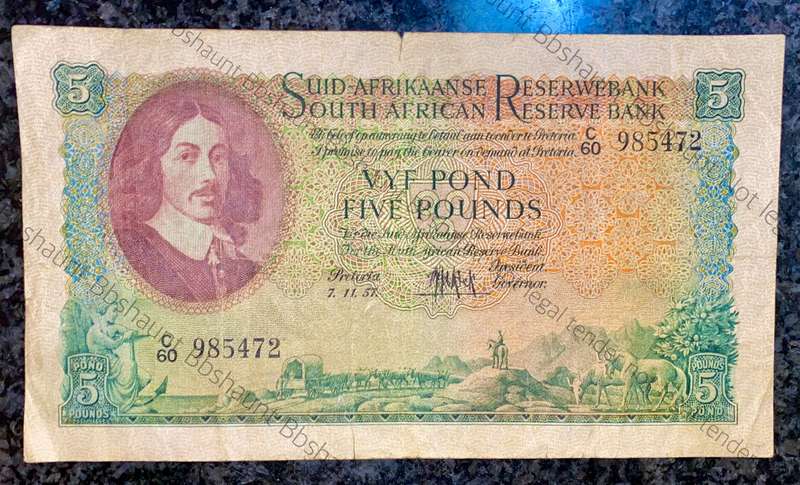 Mh De Kock. 5 pound 1957 - C60