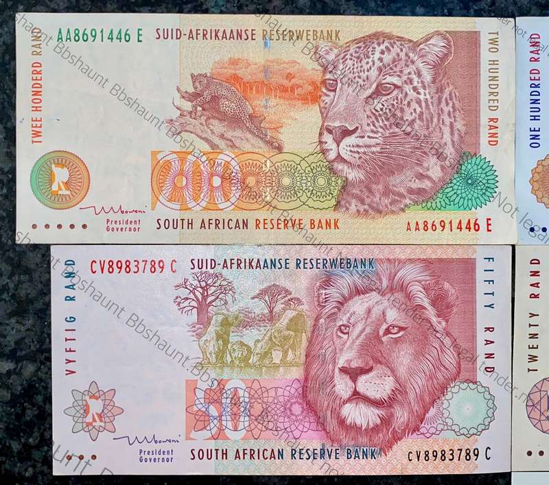 Complete Set TT Mboweni R200AA to R10AA Animals wtm 1st issue 2000 (1 bid takes all)