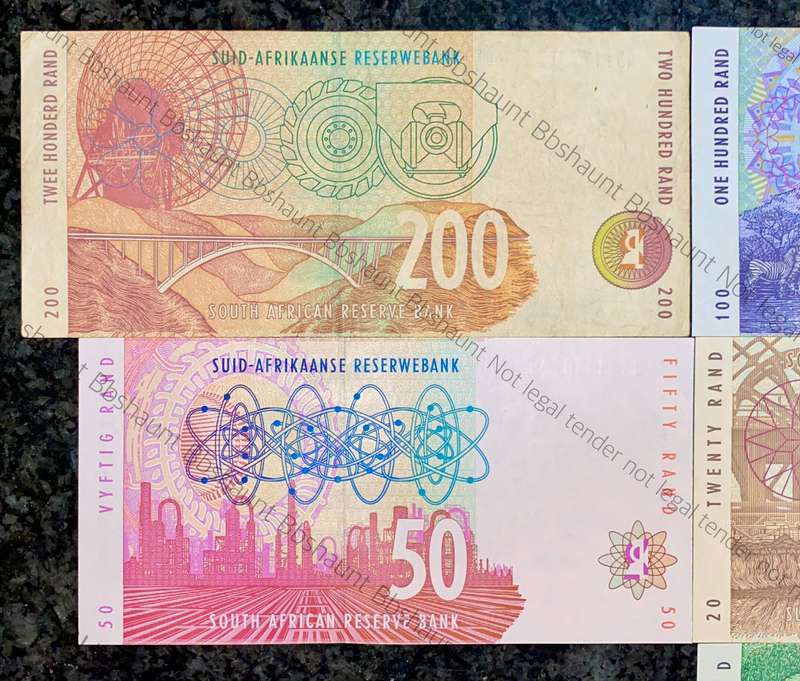 Complete set CL Stals R200 to R10 mostly UNC 2nd issue 1993 (1 bid takes all)