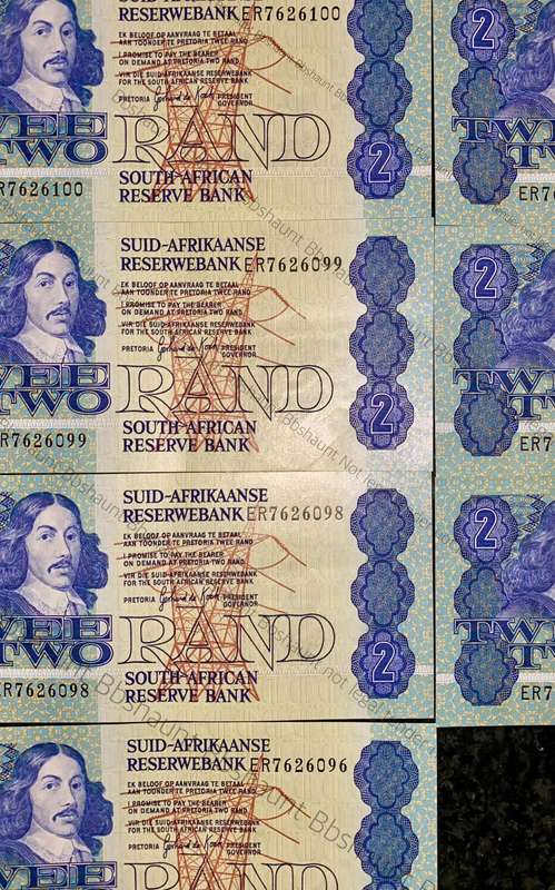 GPC De Kock. R2 in sequence ER7626100-096 & 093-091 UNC 3rd issue 1984(1 bid takes all )