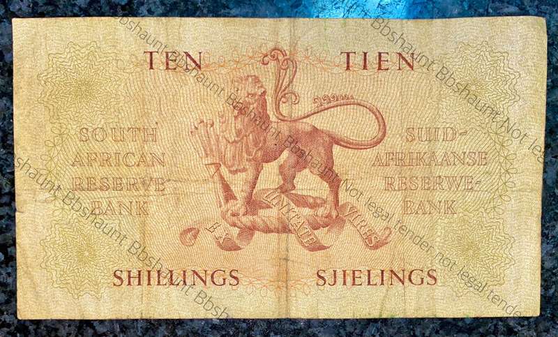 Mh De Kock. 10 shillings 16-9-1958 -- A162