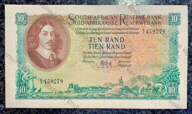 MH DE KOCK R10-- C1-- UNC-AUNC 4TH ISSUE 1961 E/A VAN RIEBEECK WTM