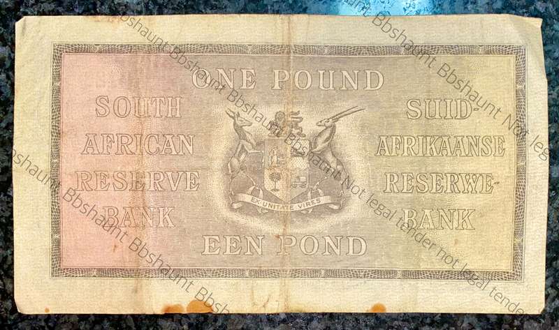 J POSTMUS 1 POUND 22ND SEPTENBER 1942 ENG/AFR A123 FIRST ISSUE VAN RIEBEECK WTM