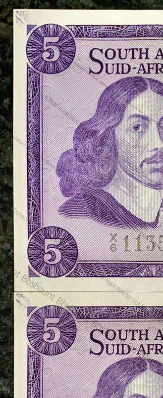 REPLACEMENT NOTE TW DE JONGH R5 IN SEQ X6 /113555-556 UNC 1ST ISSUE 1967 SPRINGBUCK WTM(I BID FOR AL