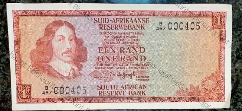 Tw De Jongh. R1 low number A467 /000405 springbuck wtm