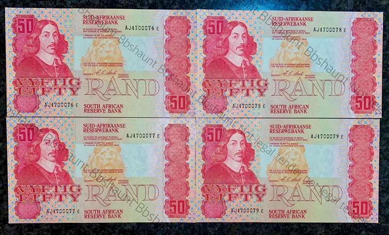 CL STALS R50 IN SEQUENCE AJ 4700076-00079 UNC A/E 1ST ISSUE 1990(BID PER NOTE) 4 AVAILABLE
