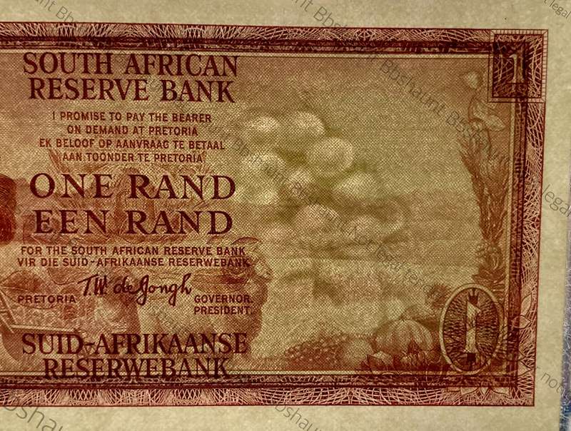 Very Scarce GRAPE wtm Graded R1 - TW De Jongh Reminder - Specimen 1967 PMG graded choice unc 64