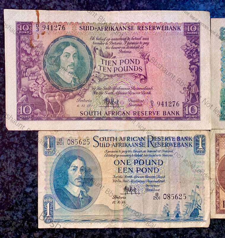 Mh De Kock. set 10 pounds to 10 shillings 1955 & 1959 (1 bid takes all)