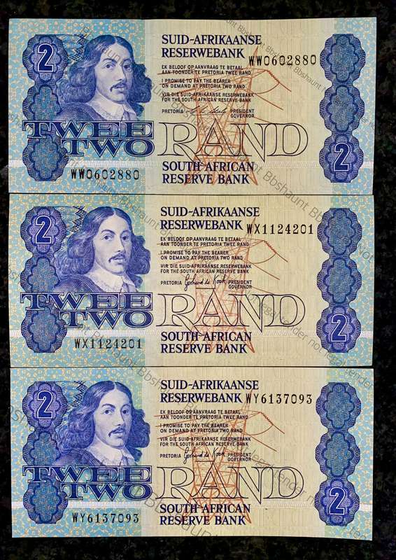 REPLACEMENT NOTES GPC DE KOCK R2 - WW - WX & WY  UNC-AUNC A/E 3RD ISSUE 1983/89/90( 1 BID TAKES ALL)