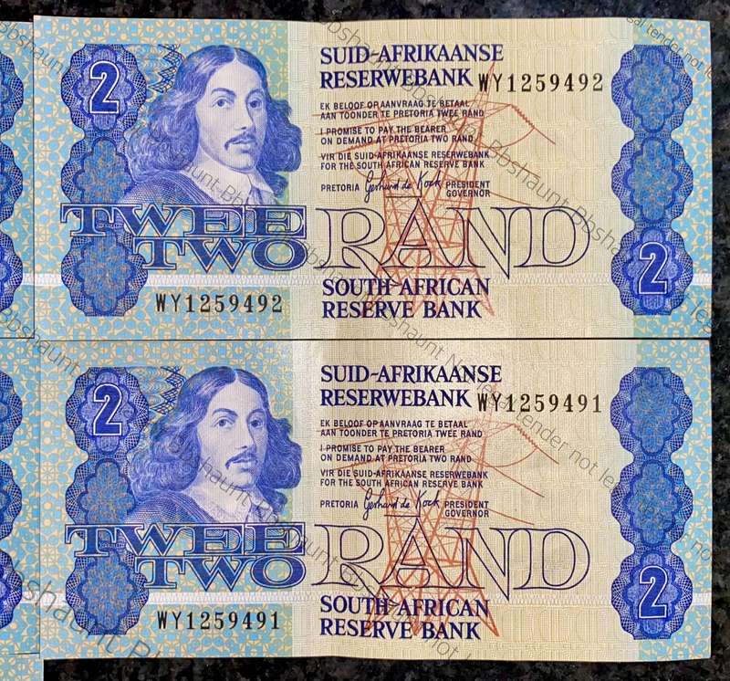 Replacement Note. GPC De Kock R2 in seq WY1259496-491- 3rd issue 1990 (1 bid takes all)