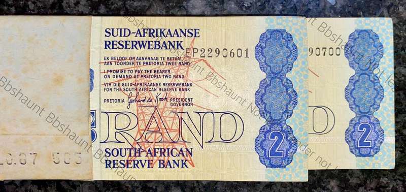 South Africa Full Pack R2 GPC De Kock in sequence EP2290601-700 Stamped 1987-10-01 on bank band