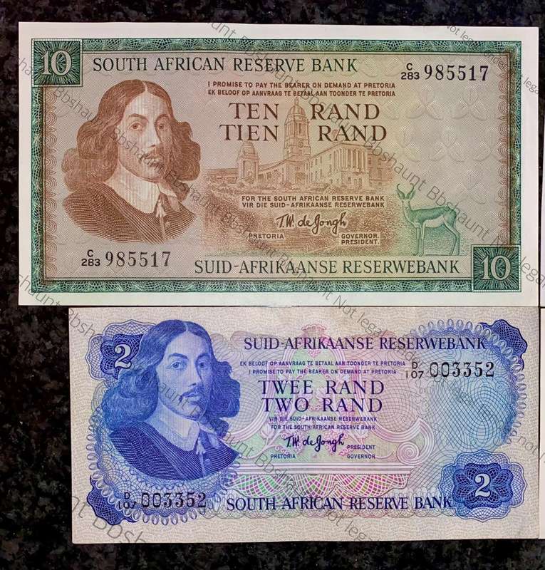 Complete Set Tw De Jongh R10 to R1 - UNC-AUNC 1967-1975(1 bid takes all)