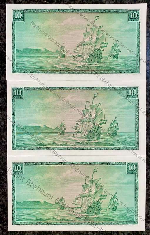 Tw De Jongh unc R10 close in seq c328 /153257 - 259 & 299 (1 bid takes all)