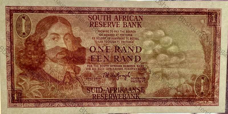 Very Scarce GRAPE wtm Graded R1 - TW De Jongh Reminder - Specimen 1967 PMG graded choice unc 64
