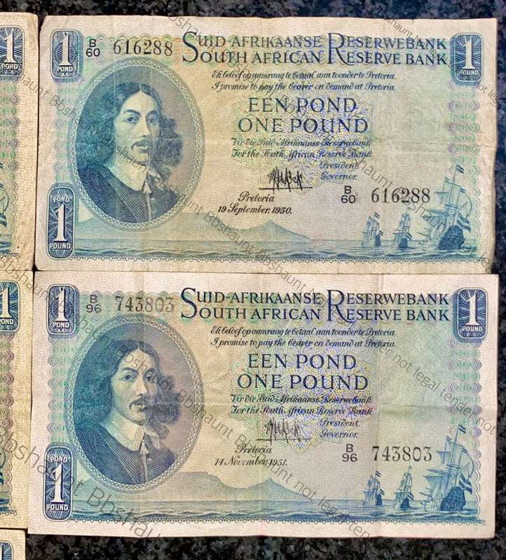 Mh De Kock 1 pound 1950-51-56-58-59 (1 bid takes all)