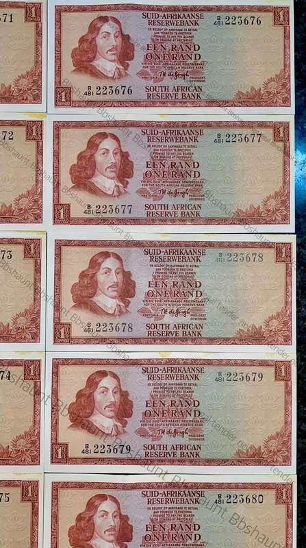 TW De Jongh. R1 in sequence B481 /223671-680 aunc 3rd issue 1975 (1 bid takes all 10)