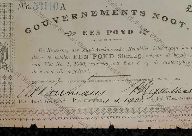 Z.A.R Pietersburg 1 pound Governments Noot 01-04-1901 No 53110A