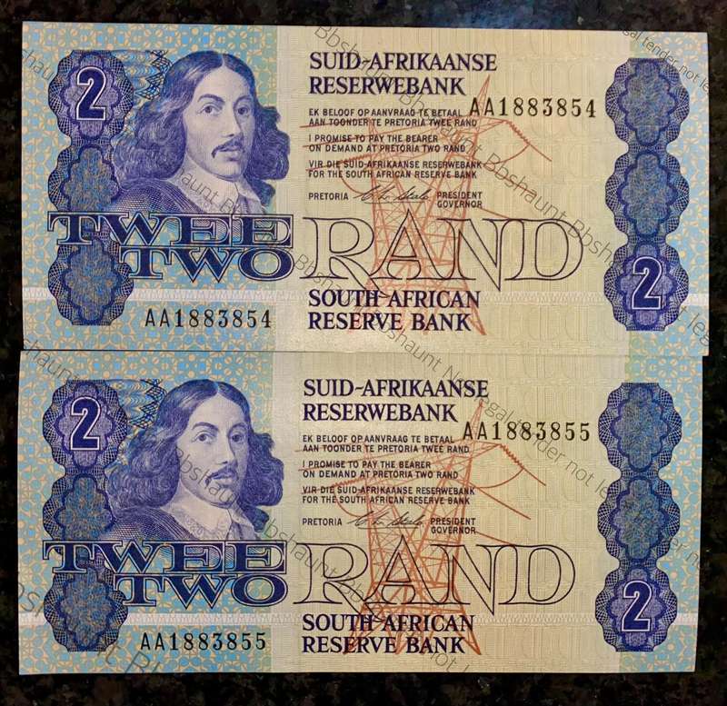 CL Stals. R2 in sequence AA1883855-854 UNC 1st issue 1990(1 bid takes all)