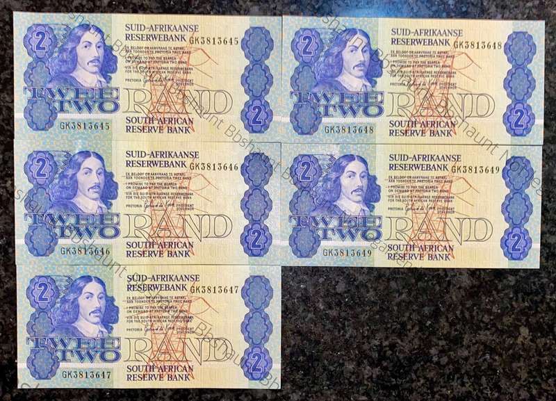 GPC De Kock. R2 in sequence GK3813645-649 aunc -- 3rd issue 1984 (1 bid takes all )