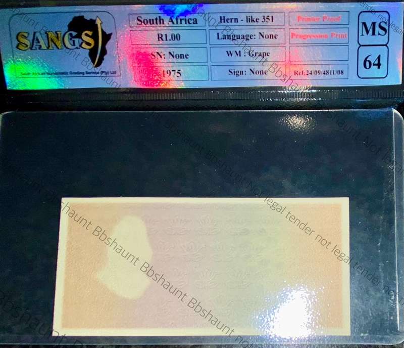 Very Scarce GRAPE wtm Graded R1 - 1966-1975 Printers Proof Progressive Print - Specimen SANGS MS64