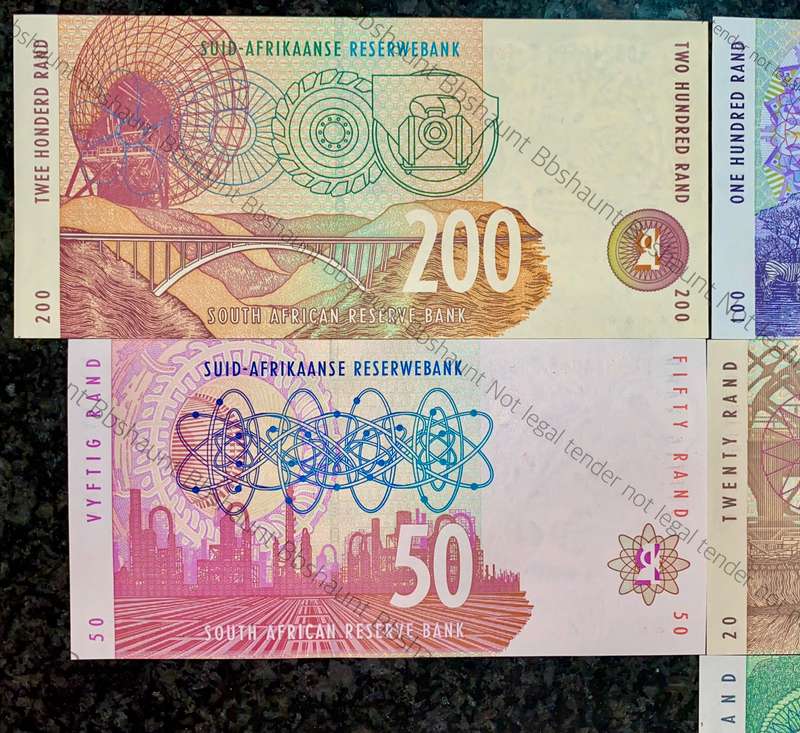 COMPLETE SET TT MBOWENI R200 TO R10 -- 1ST ISSUE 2000 UNC ANIMALS WTM (1 BID TAKES ALL)