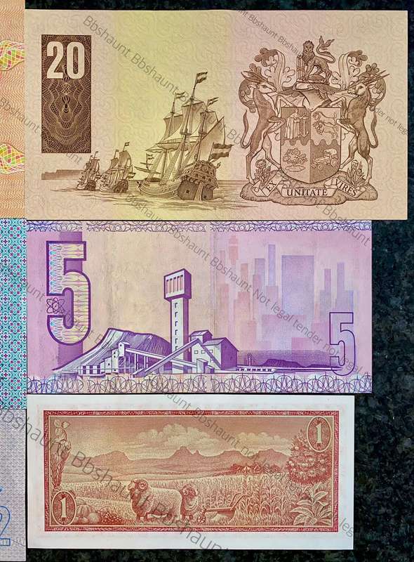 COMPLETE SET OF GPC DE KOCK & DECIMALS UNC-EF R50 TO R2 - 1980s(R1 TW DE JONGH 1975)1 BID TAKES AL