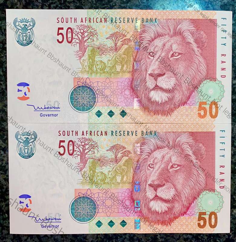 TT MBOWENI R50 IN SEQUENCE DD1704712-713 -- UNC 2004 SECOND ISSUE [ LION WTM ](1 BID TAKES ALL)