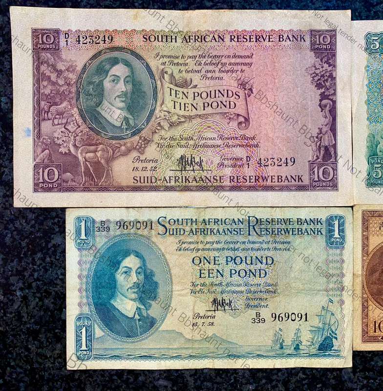Mh De Kock. set 10 pounds to 10 shillings 1952-1959 (1 bid takes all)