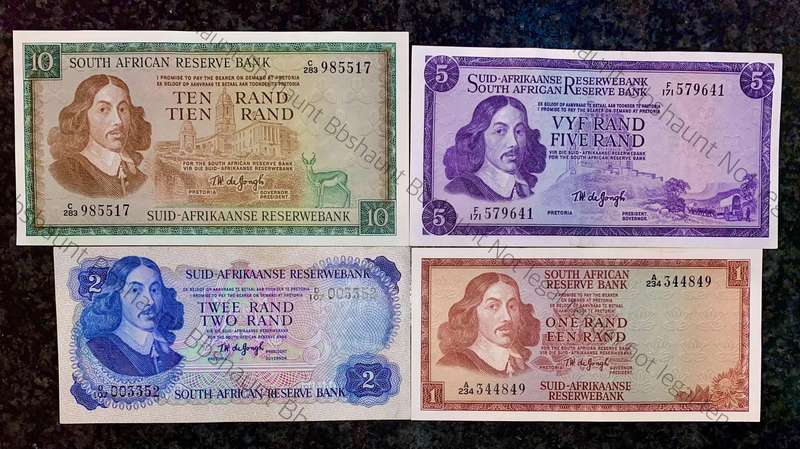 Complete Set Tw De Jongh R10 to R1 - UNC-AUNC 1967-1975(1 bid takes all)