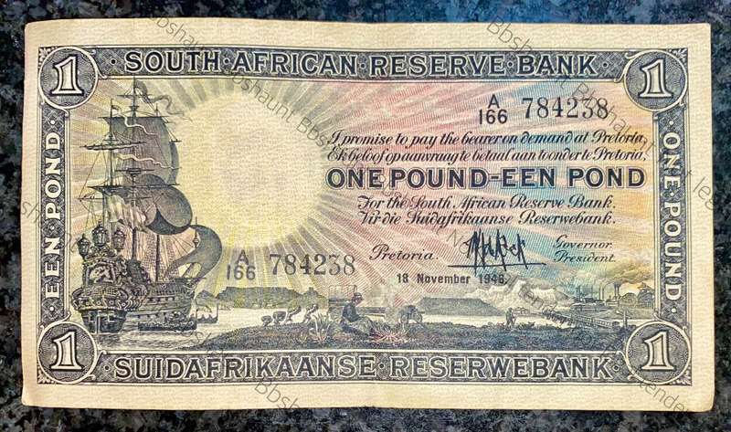 Mh De Kock. 1 pound Pretoria 1946 -- A166