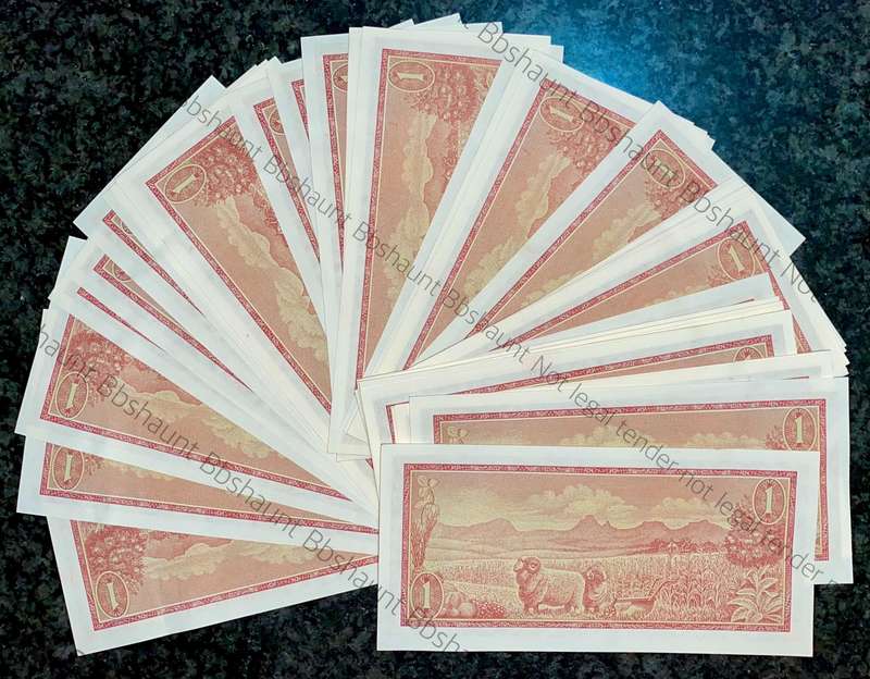 TW De Jongh. R1 in sequence B598 /387240-290 unc-aunc 3rd issue 1975 including a replacement note