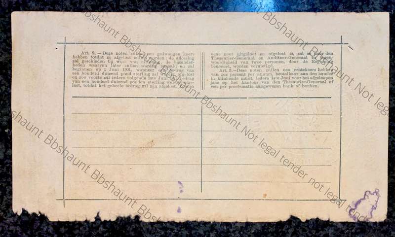 Z.A.R Pretoria 1 pound Government Noot 28-5-1900 -- no12337 Star Boarder
