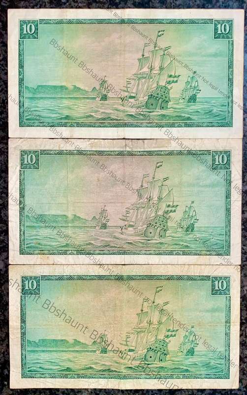 REPLACEMENT NOTES SET TW DE JONGH R10 -- W6 - W7 & W9 -- SPRINGBUCK WTM 1ST ISSUE 1967