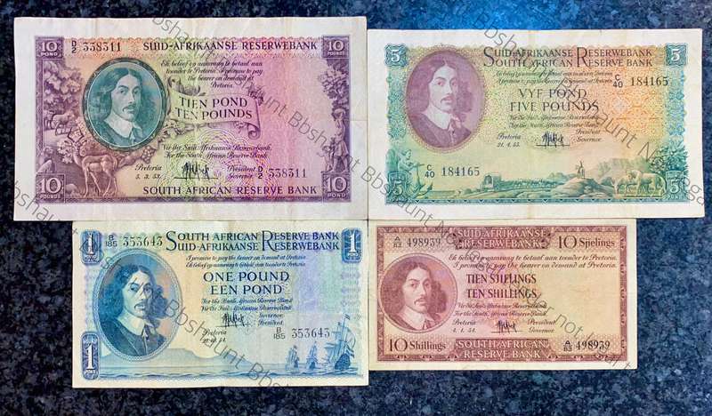 Mh De KocK Set 10 pound to 10 shillings 1953/55 (1 bid takes all)