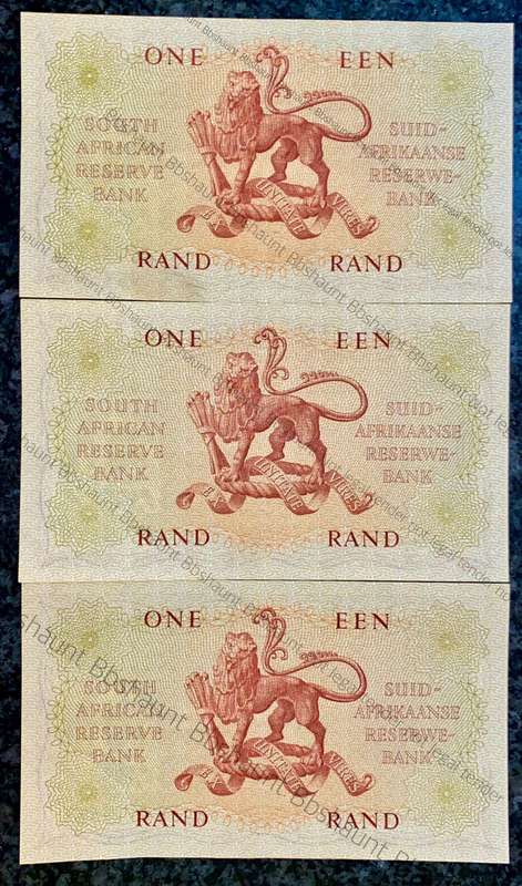 Mh De Kock R1 in sequence A28 /821571-573 aunc 1st issue 1961 (1 bid takes all)