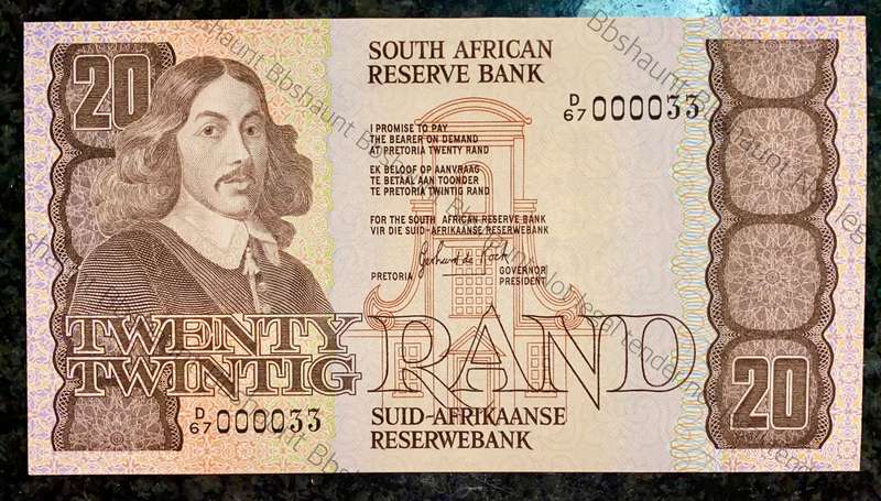 GPC DE KOCK VERY LOW NUMBER - D67 /000033 FIRST ISSUE FIRST PREFIX R20 GEM UNC 1981