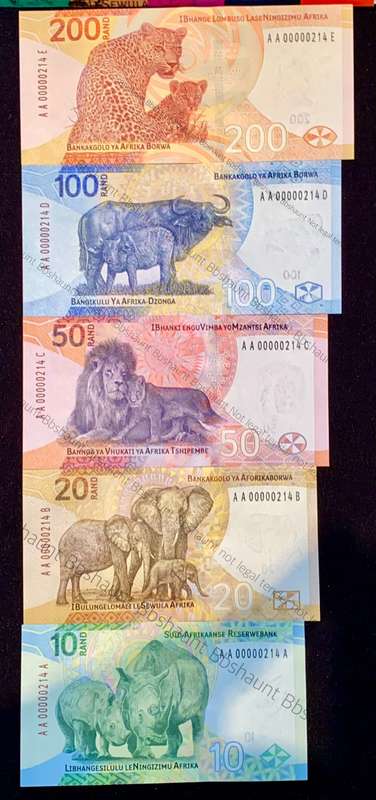 SOUTH AFRICA SET VERY LOW NO - L. KGANYAGO AA0000214 & G. MARCUS NM0000059 ( NELSON MANDELA SCARCE )