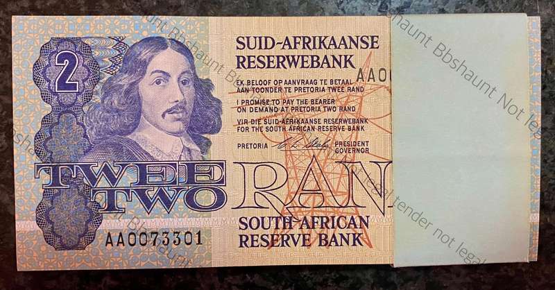 CL Stals Full Pack R2 in sequence AA0073301-400 UNC 1st issue 1990 as from SA Bank with bank band