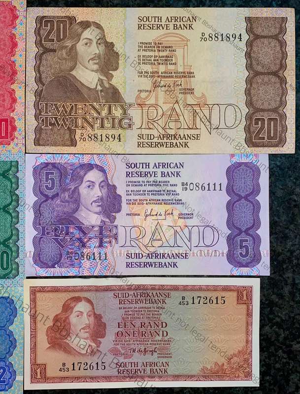 Complete Set GPC De Kock & decimals R50 TO R2 - 1980s (R1 De Jongh 1975)(1 bid takes all)