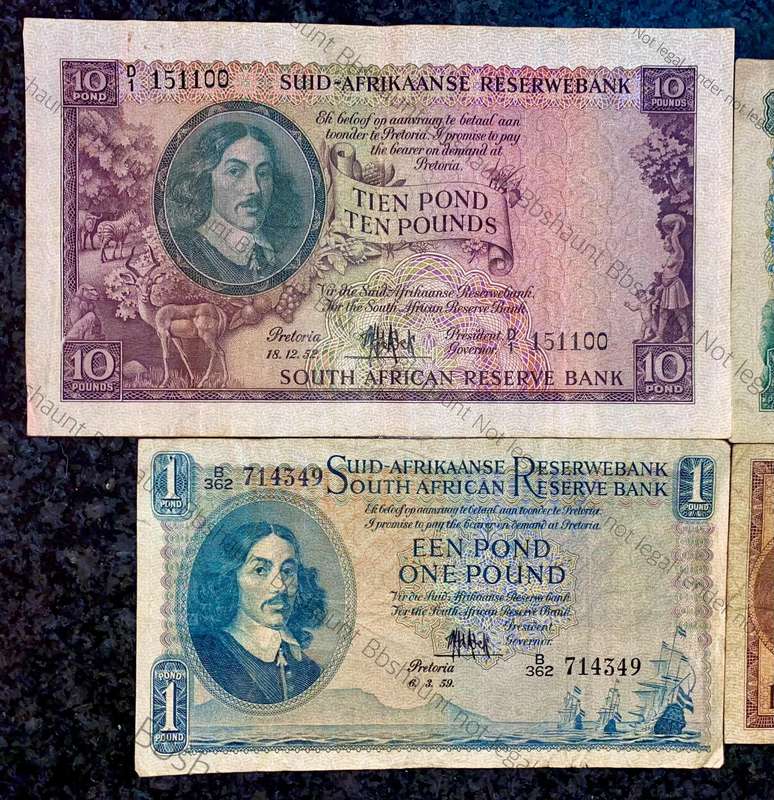 Mh De Kock. Set 10 pounds to 10 shillings 1952 to 1959 (1 bid takes all)