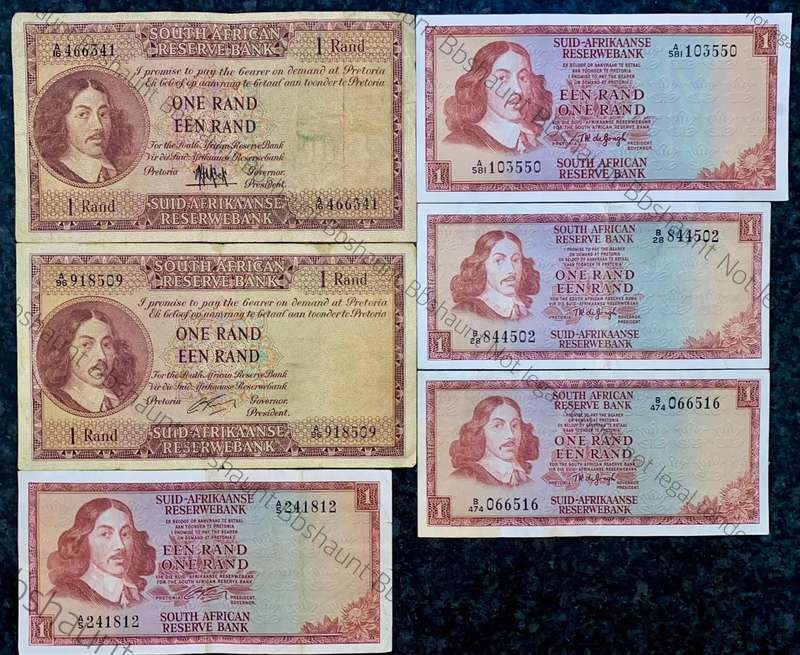 Set Of All R1 - from 1961 to 1975 - MH De Kock - G Rissik & TW De Jongh all issues (1 bid takes all)